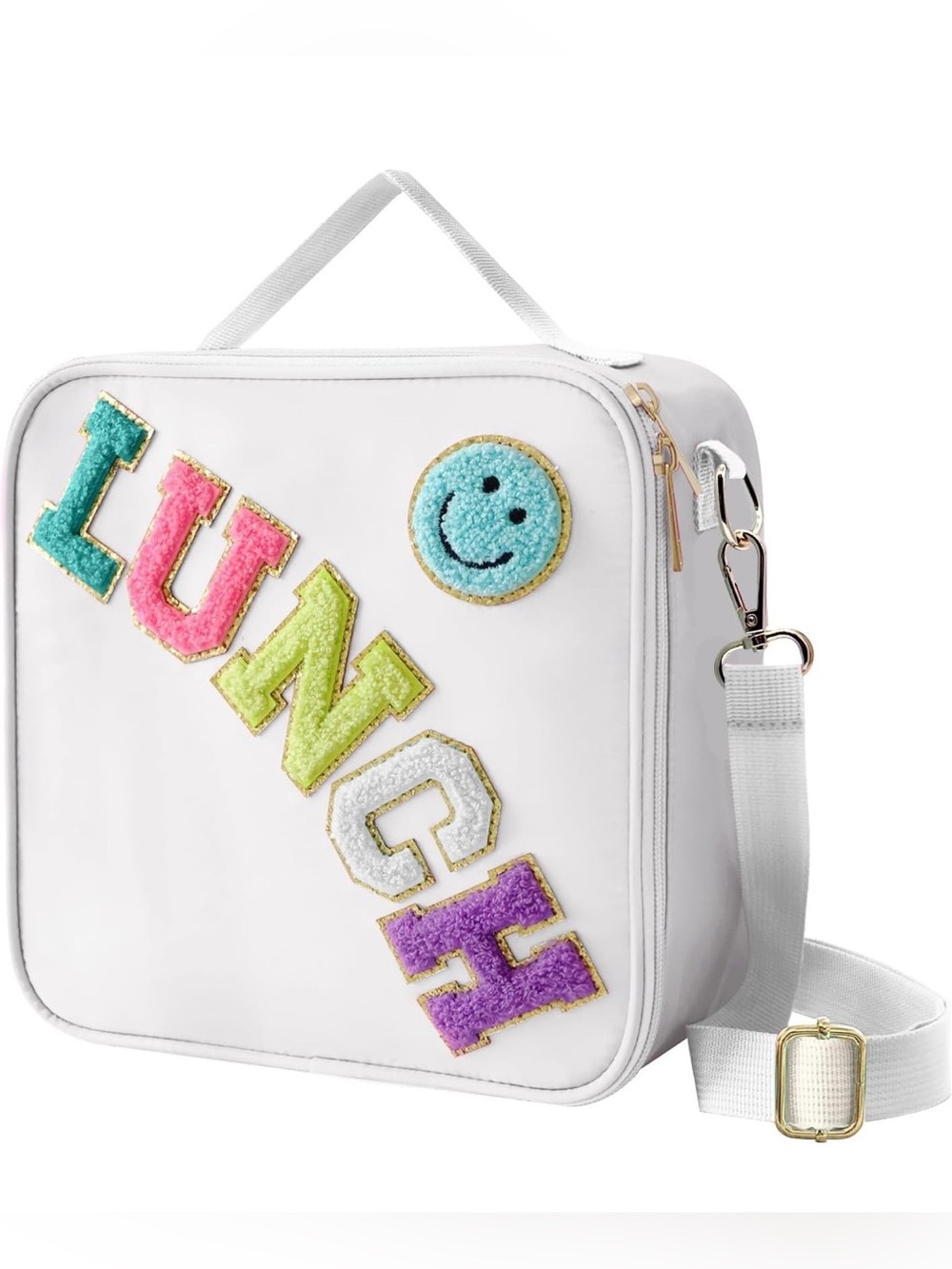 Insulated Lunch Bag With Adjustable Shoulder Strap, Girls Preppy Lunch Box